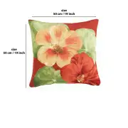 Nasturtium 2 Red  Cushion | 19x19 in