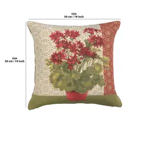 Geranium I Red Tapestry Cushion Cover - 19 in. x 19 in. Cotton by Charlotte Home Furnishings Inc
