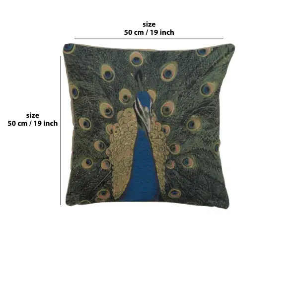 The Peacock Cushion - 19 in. x 19 in. Cotton by Charlotte Home Furnishings | 19x19 in
