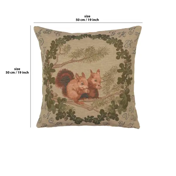 Squirrels French Couch Cushion | 19x19 in
