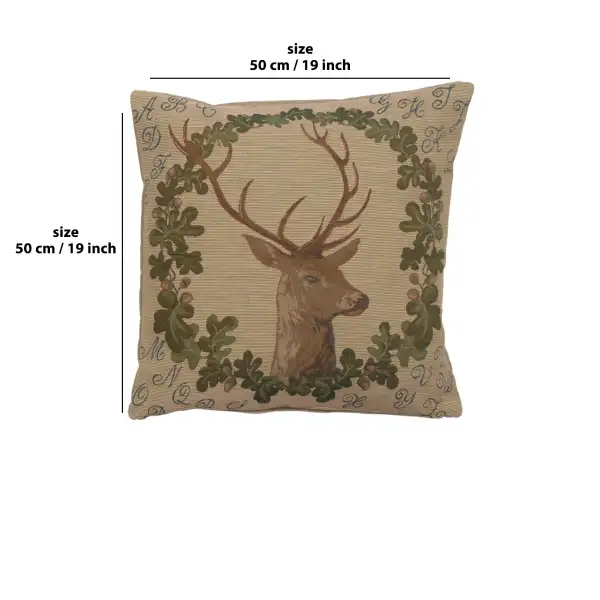 ABC Stag Cushion - 19 in. x 19 in. Cotton by Charlotte Home Furnishings | 19x19 in