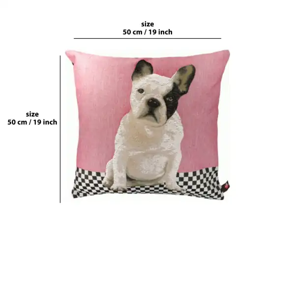 Dog Sitting Sideways Pink  Cushion | 19x19 in