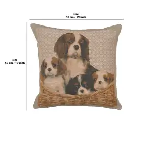 Cavalier King Charles Family Tapestry Cushion Cover - 19 in. x 19 in. Cotton by Charlotte Home Furnishings Inc