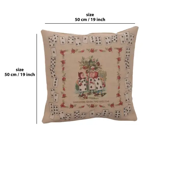 C Charlotte Home Furnishings Inc The Gardeners Alice in Wonderland French Tapestry Cushion - 19 in. x 19 in. Cotton by John Tenniel | 19x19 in