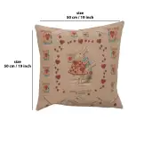 Heart Rabbit Alice In Wonderland French Couch Cushion | 19x19 in