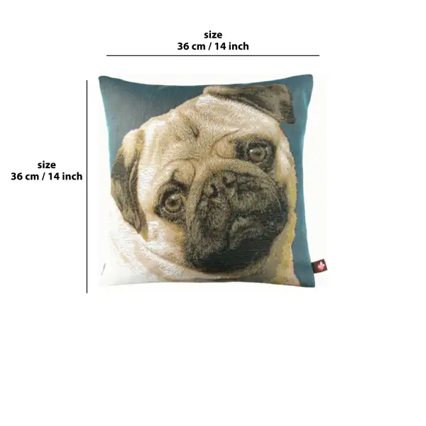 Pugs Face Blue II Cushion | 14x14 in