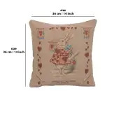 Heart Rabbit Alice In Wonderland I Cushion - 14 in. x 14 in. Cotton/Polyester/Viscose by John Tenniel | 14x14 in