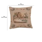 The Tea Party Alice In Wonderland I Cushion - 14 in. x 14 in. Cotton/Polyester/Viscose by John Tenniel | 14x14 in