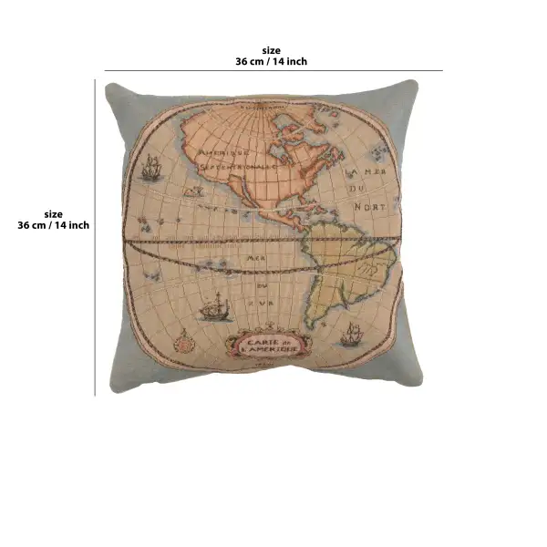 Map of Americas I Cushion | 14x14 in
