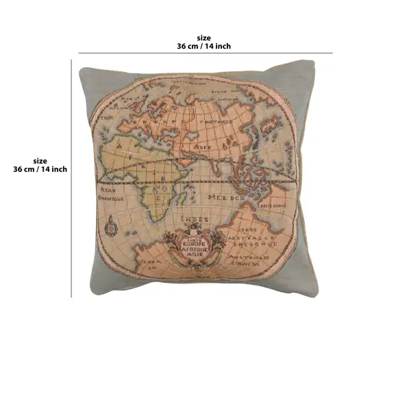 Map of Europe Asia and Africa Cushion | 14x14 in