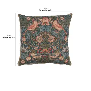C Charlotte Home Furnishings Inc Cushion Birds Face to Face French Tapestry Cushion - 14 in. x 14 in. Cotton by William Morris