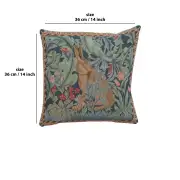 Rabbit as William Morris Left Small French Couch Cushion | 14x14 in