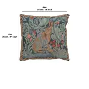 C Charlotte Home Furnishings Inc Rabbit As William Morris Right Small French Tapestry Cushion - 14 in. x 14 in. Cotton by William Morris | 14x14 in