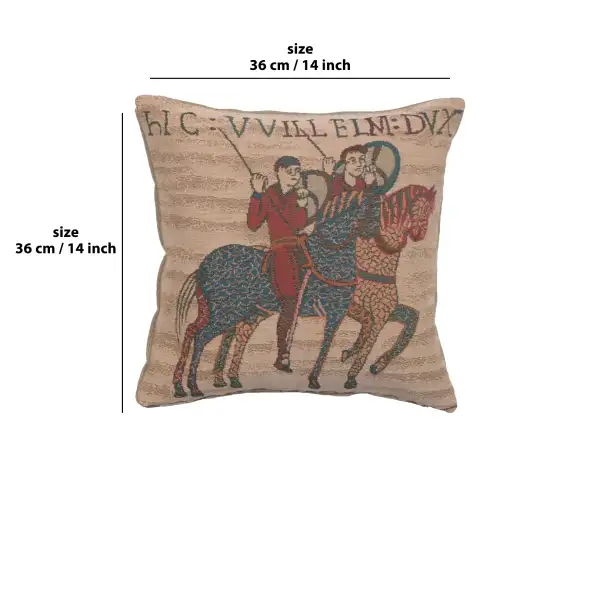 Bayeux Horseriders Cushion - 14 in. x 14 in. Cotton by Charlotte Home Furnishings | 14x14 in