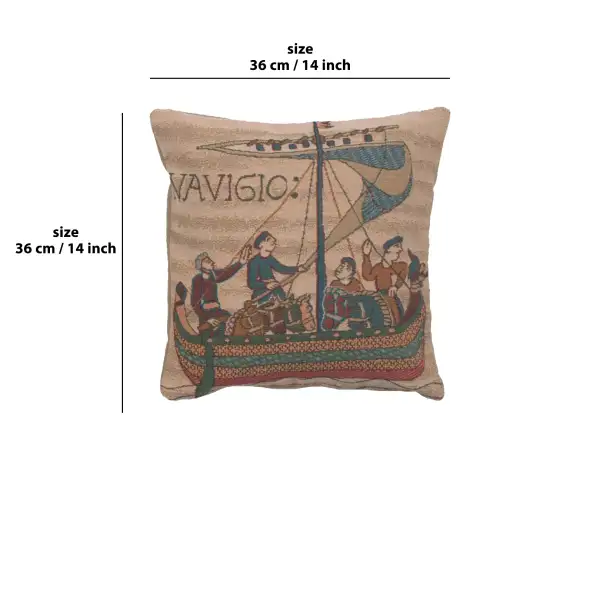 Bayeux The Boat Cushion - 14 in. x 14 in. Cotton by Charlotte Home Furnishings | 14x14 in