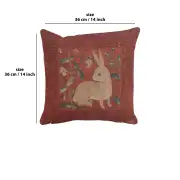 Sitting Rabbit In Red Cushion - 14 in. x 14 in. Cotton by Charlotte Home Furnishings | 14x14 in
