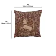 Licorne Captive In Red French Couch Cushion | 14x14 in