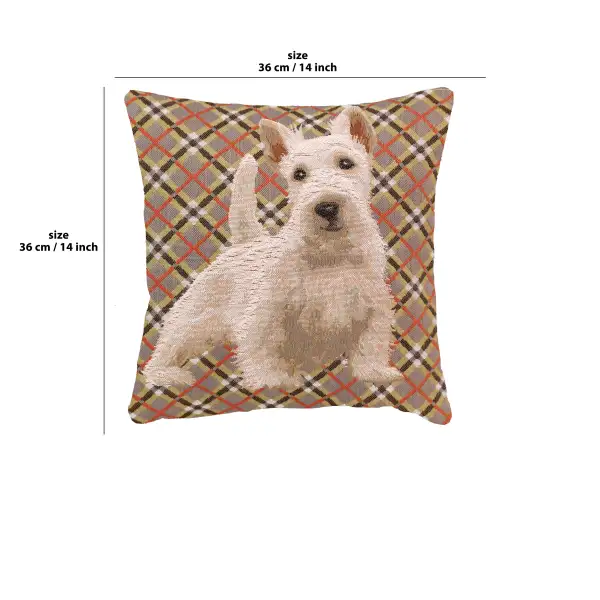 White Scottish Dog Cushion | 14x14 in