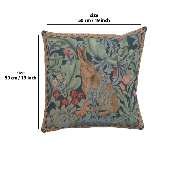 C Charlotte Home Furnishings Inc Rabbit As William Morris Left Large French Tapestry Cushion - 19 in. x 19 in. Cotton by William Morris | 19x19 in