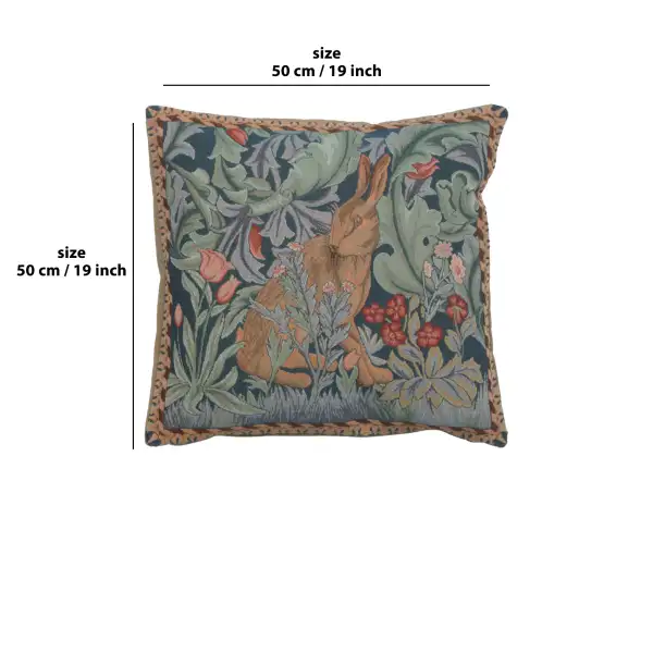 Rabbit As William Morris Right Large French Couch Cushion | 19x19 in