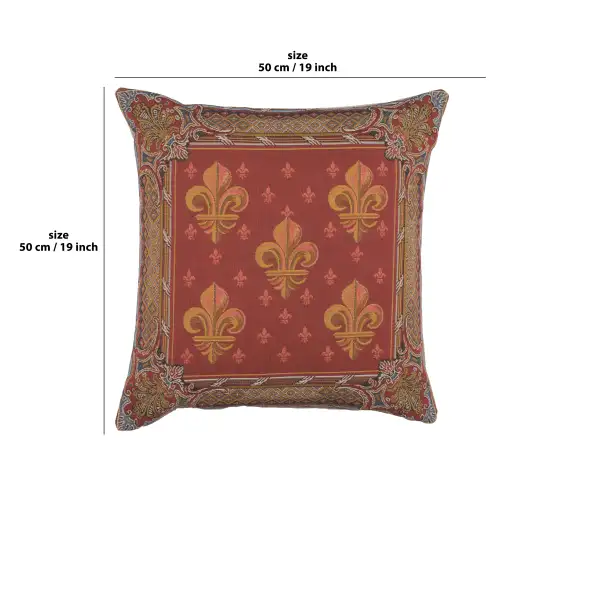 Lys Flower In Red I Cushion - 19 in. x 19 in. Cotton by Charlotte Home Furnishings | 19x19 in