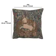 La Licorne Captive I Cushion - 19 in. x 19 in. Cotton by Charlotte Home Furnishings | 19x19 in