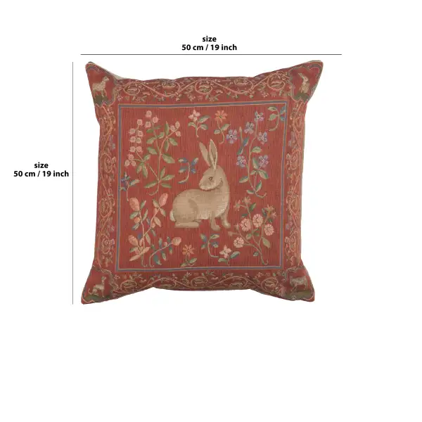 Medieval Rabbit I Cushion - 19 in. x 19 in. Cotton/Polyester/Viscose by Charlotte Home Furnishings | 19x19 in