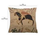 Bayeux Horse I Belgian Cushion Cover - 14 in. x 14 in. Cotton by Charlotte Home Furnishings | 14x14 in