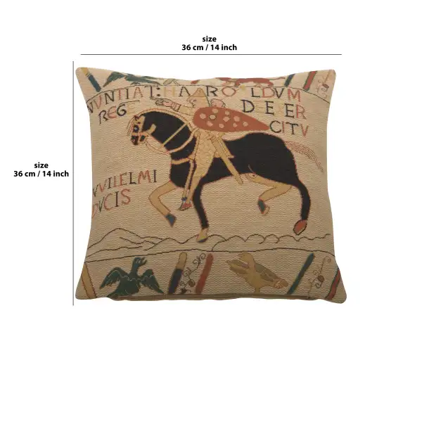 Bayeux Horse I Belgian Cushion Cover - 14 in. x 14 in. Cotton by Charlotte Home Furnishings | 14x14 in