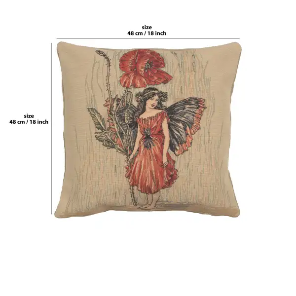 C Charlotte Home Furnishings Inc Poppy Fairy Cicely Mary Barker I European Cushion Cover - 18 in. x 18 in. Cotton by Cicely Mary Barker | 18x18 in