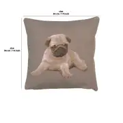Puppy Pug Grey Cushion | 14x14 in