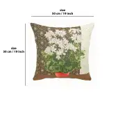 Geranium 1 White Cushion | 18x18 in