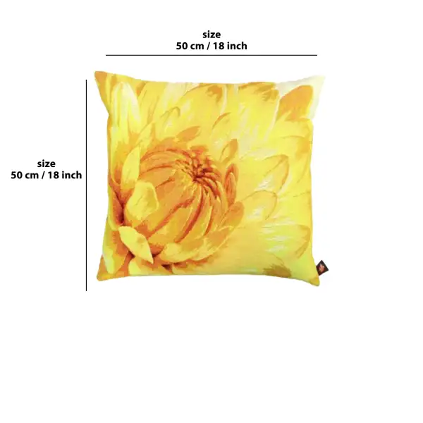 Close up on Light Yellow Dahlias Cushion | 18x18 in