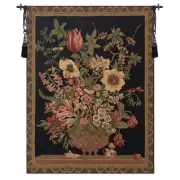 Century Floral Black European Tapestry Wall Hanging