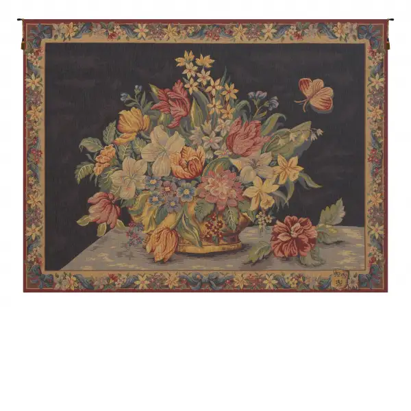 Panier de Fleurs fond Bleu French Tapestry