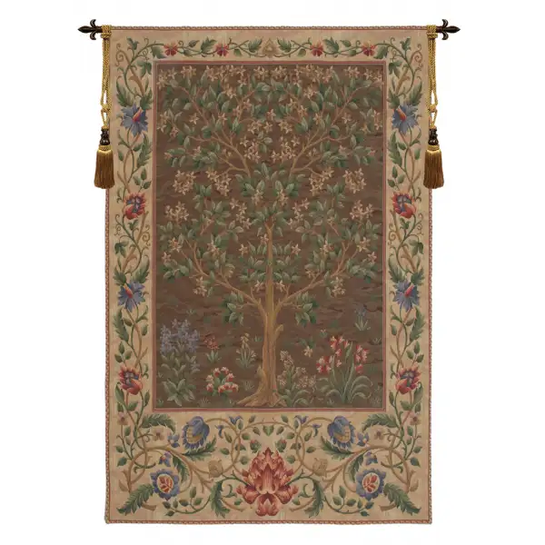 Tree Of Life Brown I Belgian Tapestry Wall Hanging - 36 in. x 56 in. Cotton by William Morris