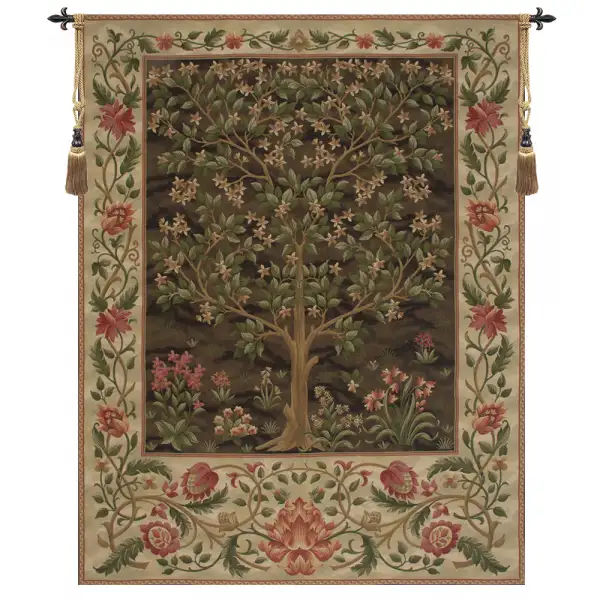 Tree Of Life Brown II Belgian Tapestry Wall Hanging - 56 in. x 72 in. Cotton by William Morris