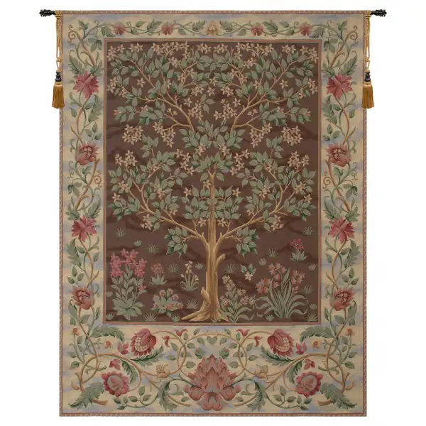 Tree Of Life Brown III Belgian Tapestry Wall Hanging - 55 in. x 73 in. Cotton by William Morris