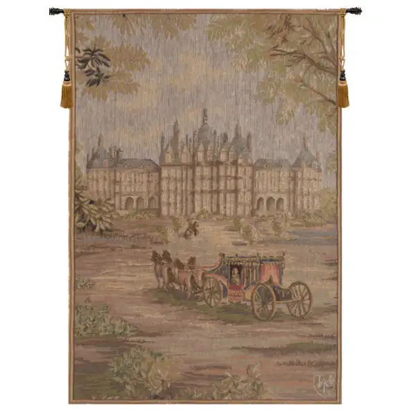 Verdure Chateau Carriage French Wall Tapestry - 19 in. x 28 in. Cotton/Viscose/Polyester by Charlotte Home Furnishings