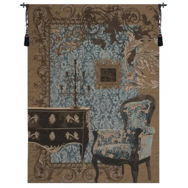 Mobilier Louis XVI Blue French Wall Tapestry - 58 in. x 78 in. Wool/cotton/others by Charlotte Home Furnishings