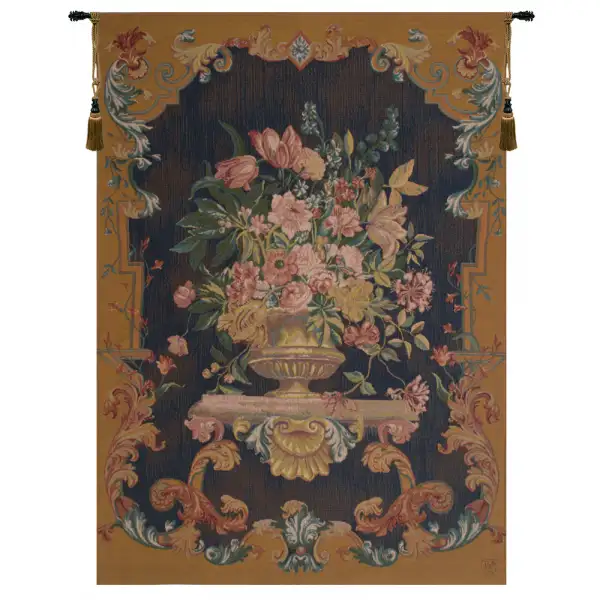 Bouquet XVIII In Bleu French Wall Tapestry - 44 in. x 58 in. Wool/cotton/others by Charlotte Home Furnishings