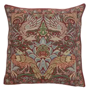 Red Dragon Belgian Tapestry Pillow Cover 16x16 inch Cotton Jacquard Woven Cushion Cover