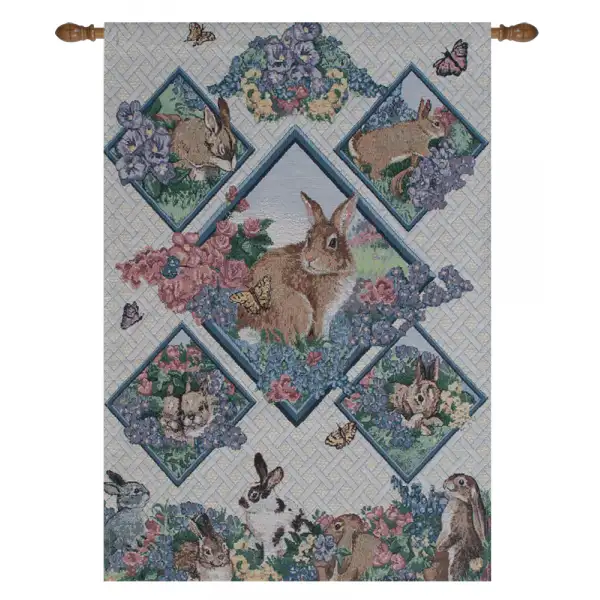 Spring Bunnies Fine Art Tapestry