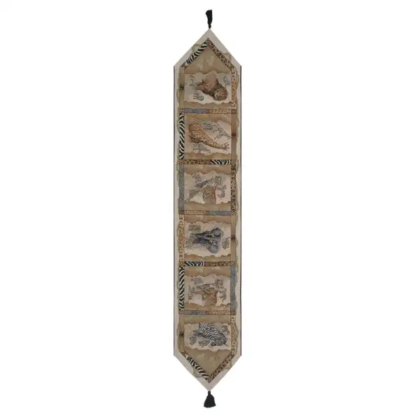 Safari Animals I with Black Tassel Tapestry Table Runner