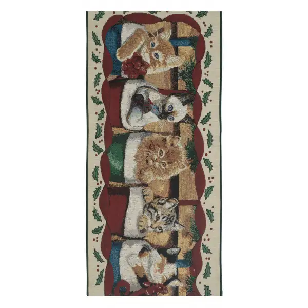 The Cat's Christmas Party I Tapestry Table Runner