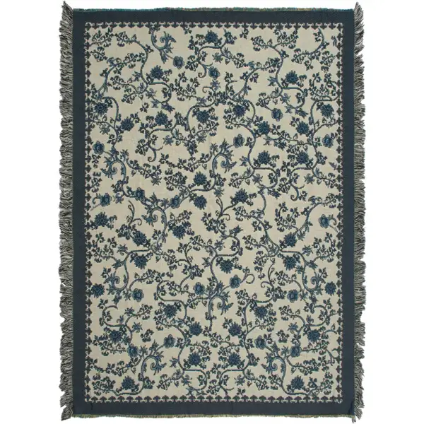 Blue Floral Tapestry Throw