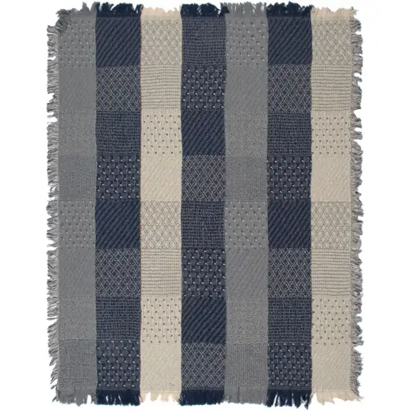 Blue Jeans Block Quilt Tapestry Throw