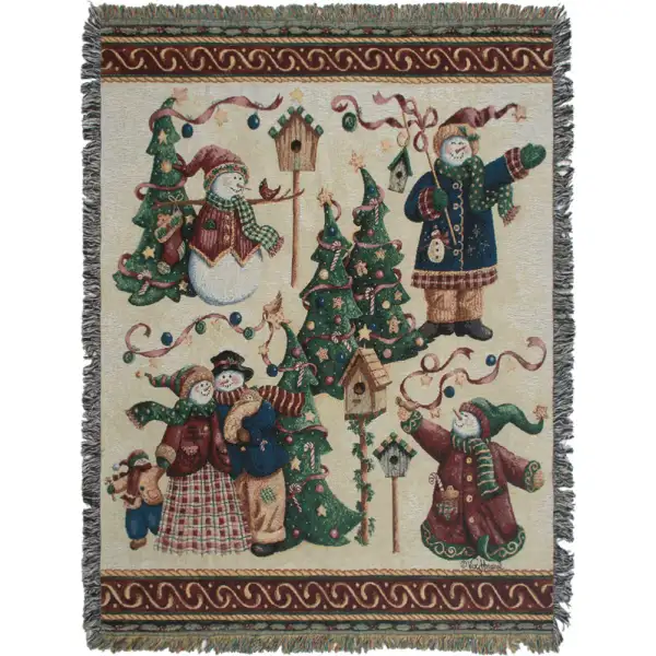 Snowman Forest Tapestry Throw