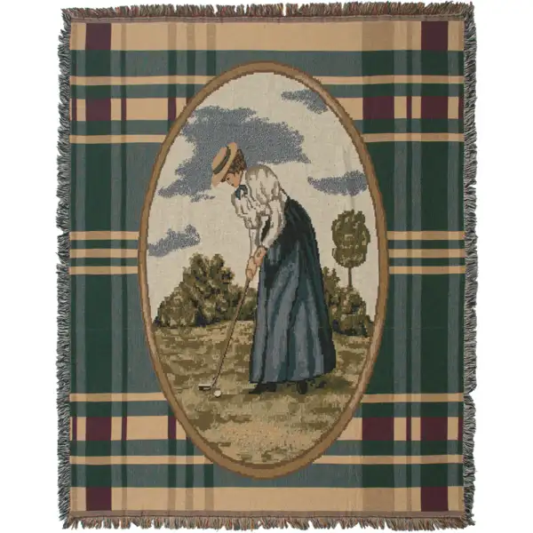 Victorian Ladies Golfer Afghan Throw