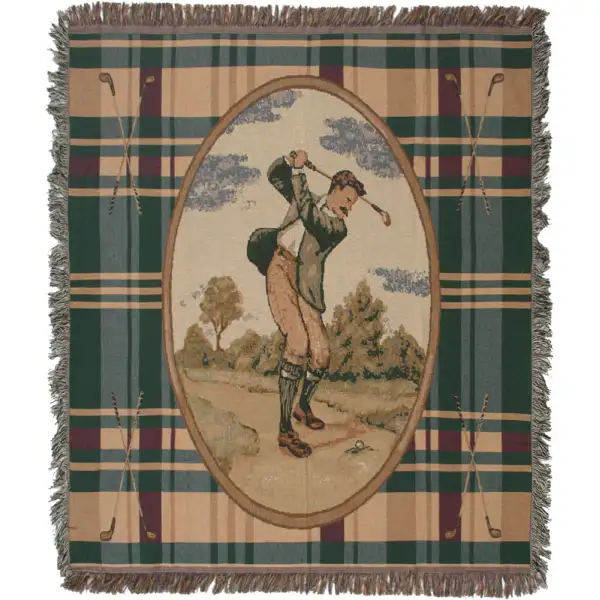 Victorian Mens Golfer Afghan Throw